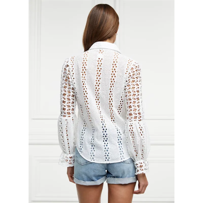 Holland Cooper Broderie Lace Shirt - White-3